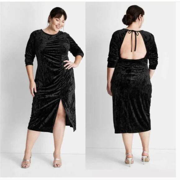 Future Collective Women's Velvet  Dress Size Large Black NWT - Picture 1 of 6
